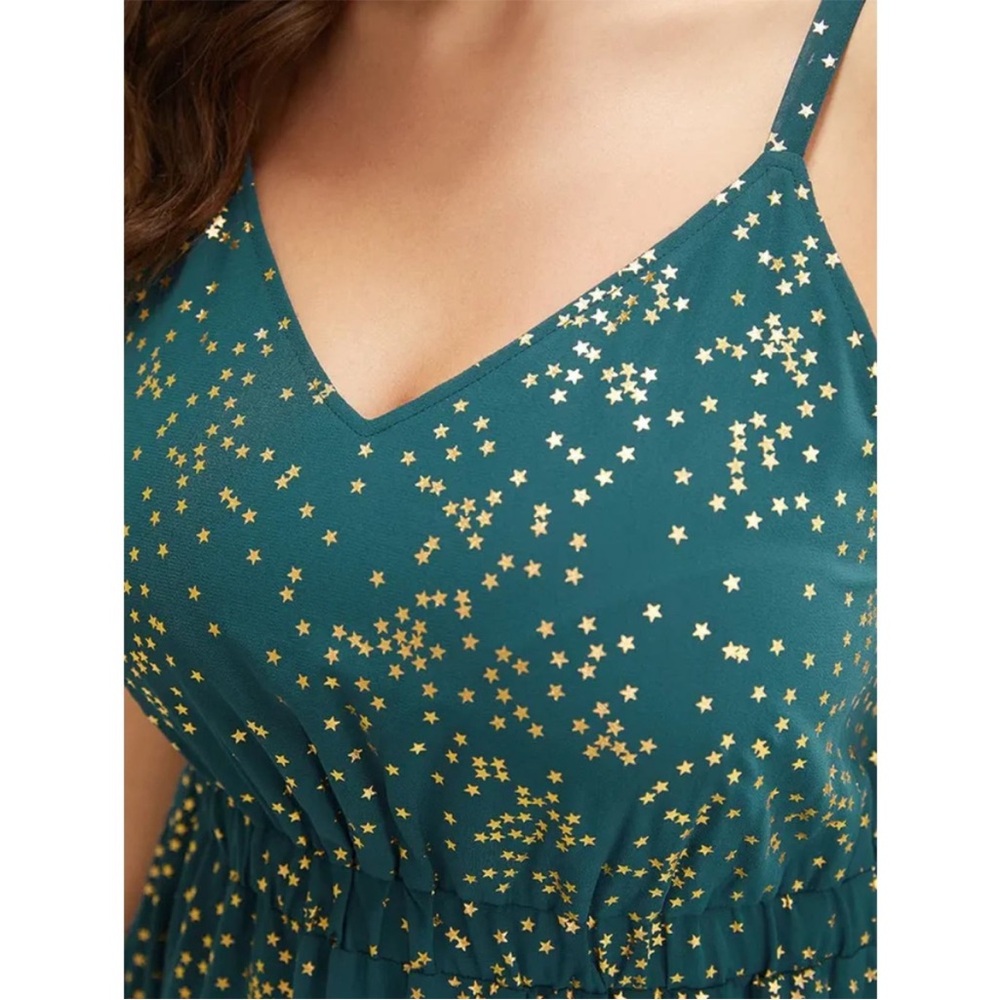 BloomChic Emerald and Gold Stars Midi Dress - Picture 3 of 6